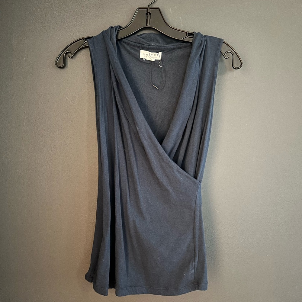 Velvet by Graham & Spencer Deep Blue Drape sleeveless top